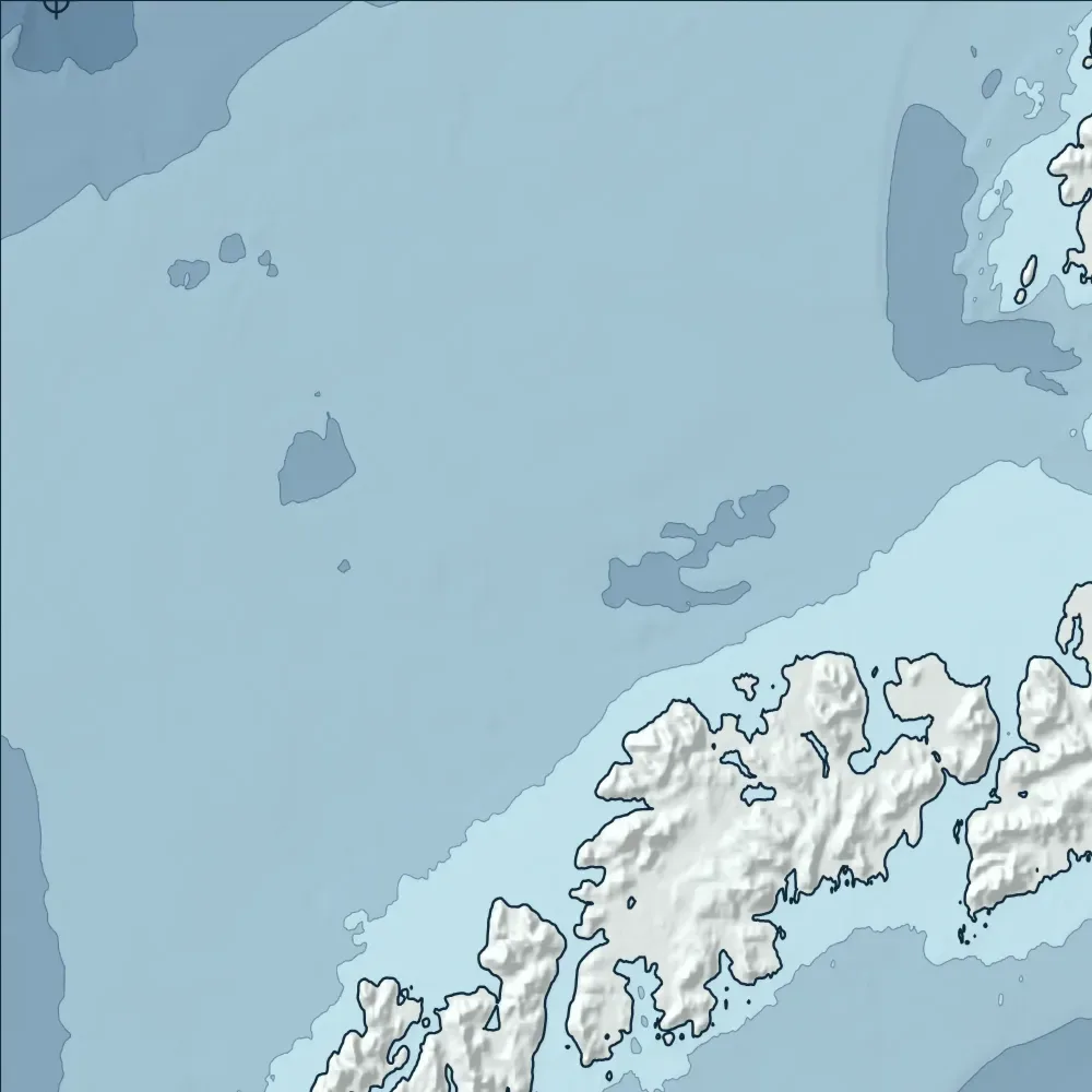 Lofoten in Bathymetric at the print's own pixels, around the deepest point in the drawing, 1,511 m.