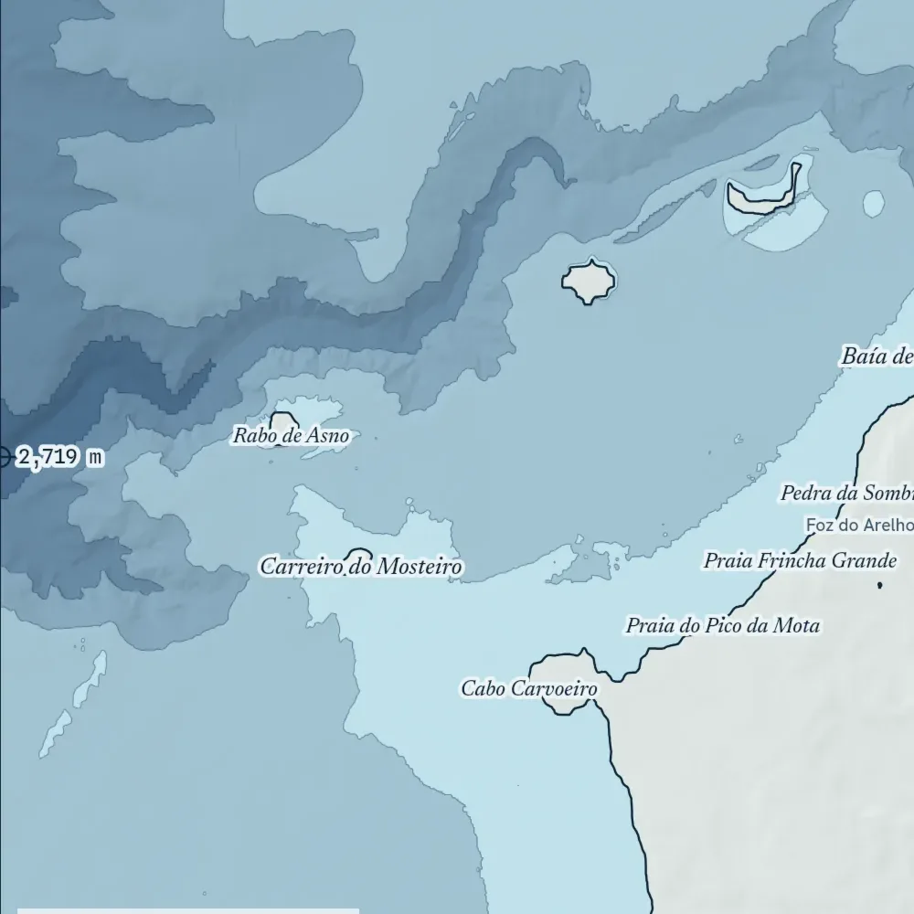 Nazaré in Bathymetric at the print's own pixels, around its deepest point.